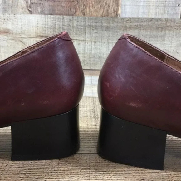 Yofi Dark Red Leather Loafer Block Heels Womens 40 Slip On Made in Israel - Picture 13 of 13